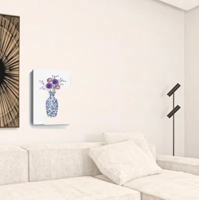 Homezia 24" X 16" Blue And White Life Floral Vase Canvas Wall Art