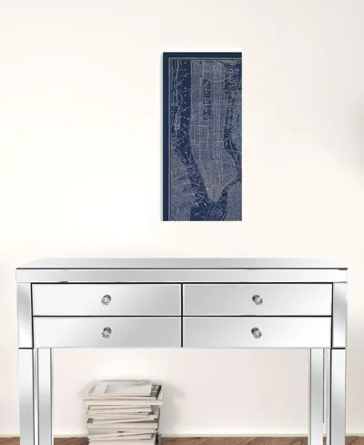 Homezia 24" X 16" Indigo And White Aerial New York Map Canvas Wall Art