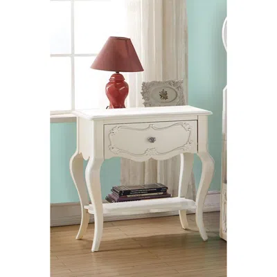 Homezia 24" X 17" X 26" Pearl White Pine Wood Nightstand In Neutral