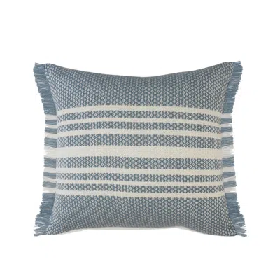 Homezia 24" X 24" Blue Zippered Coastal Indoor Outdoor Throw Pillow In Gray