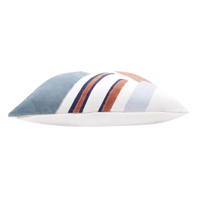 Homezia 24" X 24" Brown Blue And Off-white 100% Cotton Abstract Zippered Pillow