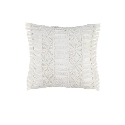 Homezia 24" X 24" White Zippered Tropical Indoor Outdoor Throw Pillow