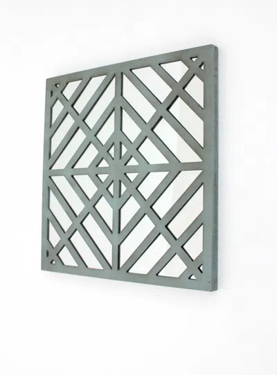 Homezia 24" X 24" X 1" Blue Mirrored Square Wooden Wall Decor