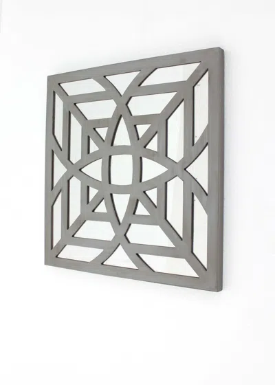 Homezia 24" X 24" X 1" Gray Mirrored Square Wooden Wall Decor
