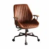 Homezia 24" X 28" X 37-40" Cocoa Top Grain Leather Office Chair