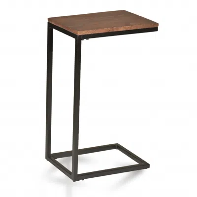 Homezia 25" Black And Chestnut Solid Wood Rectangular End Table