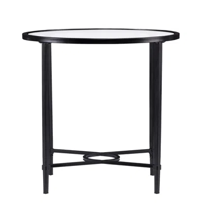 Homezia 25" Black And Clear Glass Oval End Table