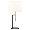 Homezia 25" Black And Gold Metal Table Lamp With White Drum Shade