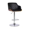 Homezia 25" Black And Silver Faux Leather And Iron Swivel Low Back Adjustable Height Bar Chair