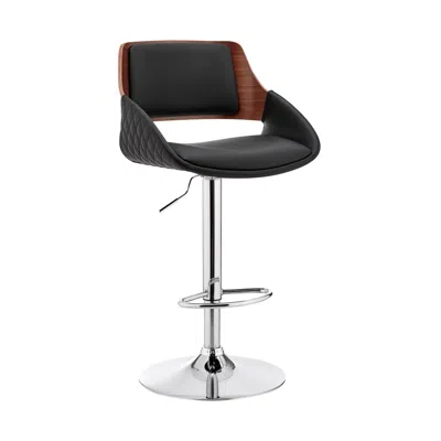 Homezia 25" Black And Silver Iron Swivel Low Back Adjustable Height Bar Chair