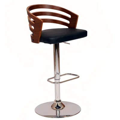 Homezia 25" Black And Silver Iron Swivel Low Back Adjustable Height Bar Chair