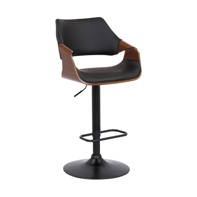 Homezia 25" Black Iron Swivel Adjustable Height Bar Chair