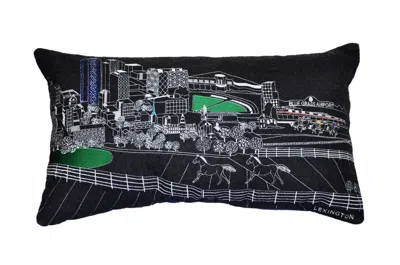 Homezia 25" Black Lexington Nighttime Skyline Lumbar Decorative Pillow
