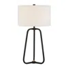 Homezia 25" Black Metal Table Lamp With White Drum Shade