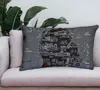 Homezia 25" Black Michigan Lower Peninsula Nighttime Skyline Lumbar Decorative Pillow
