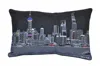 Homezia 25" Black Shanghai Nighttime Skyline Lumbar Decorative Pillow