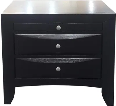 Homezia 25" Black Three Drawers Nightstand In Blue