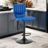 Homezia 25" Blue And Black Iron Swivel Adjustable Height Bar Chair