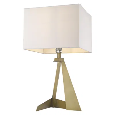 Homezia 25" Brass Metal Table Lamp With White Rectangular Shade