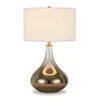 Homezia 25" Bronze Glass Table Lamp With White Drum Shade