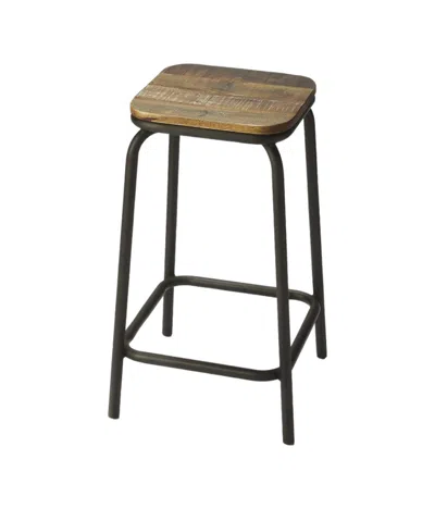 Homezia 25" Brown And Black Iron Backless Counter Height Bar Chair