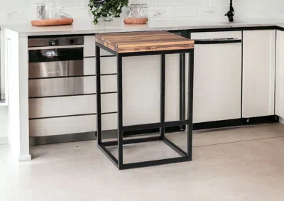 Homezia 25" Brown And Black Iron Backless Counter Height Bar Chair