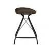Homezia 25" Brown And Black Leather And Iron Swivel Low Back Counter Height Bar Chair