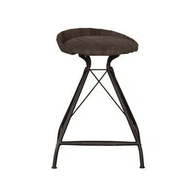 Homezia 25" Brown And Black Leather And Iron Swivel Low Back Counter Height Bar Chair