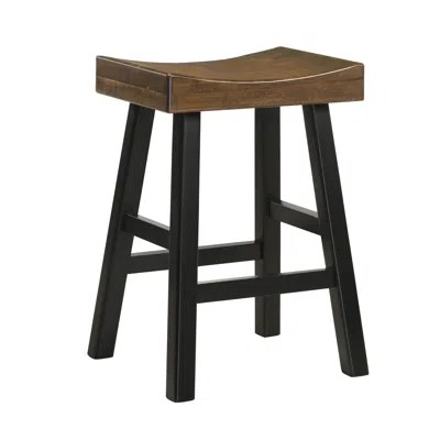 Homezia 25" Brown And Black Solid Wood Backless Counter Height Bar Chair