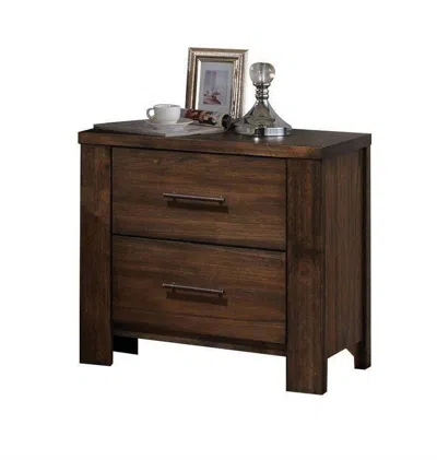 Homezia 25" Brown Two Drawers Nightstand