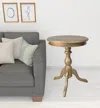 Homezia 25" Champagne Round End Table