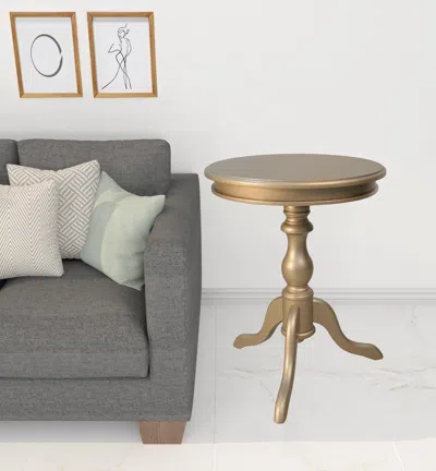 Homezia 25" Champagne Round End Table