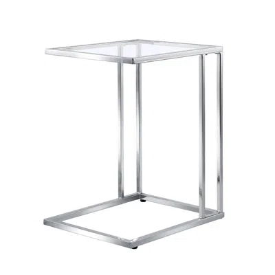 Homezia 25" Chrome And Clear Glass Square End Table