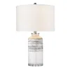 Homezia 25" Clear Ceramic Column Table Lamp With White Drum Shade