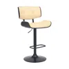 Homezia 25" Cream And Black Iron Swivel Adjustable Height Bar Chair