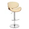 Homezia 25" Cream And Silver Faux Leather And Solid Wood Swivel Low Back Adjustable Height Bar Chair