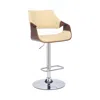 Homezia 25" Cream And Silver Iron Swivel Adjustable Height Bar Chair