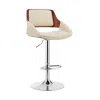 Homezia 25" Cream And Silver Iron Swivel Low Back Adjustable Height Bar Chair