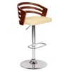 Homezia 25" Cream And Silver Iron Swivel Low Back Adjustable Height Bar Chair