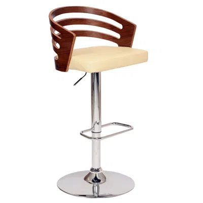 Homezia 25" Cream And Silver Iron Swivel Low Back Adjustable Height Bar Chair In Gray
