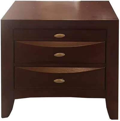 Homezia 25" Espresso Three Drawers Solid Wood Nightstand