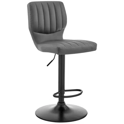 Homezia 25" Gray And Black Iron Swivel Adjustable Height Bar Chair