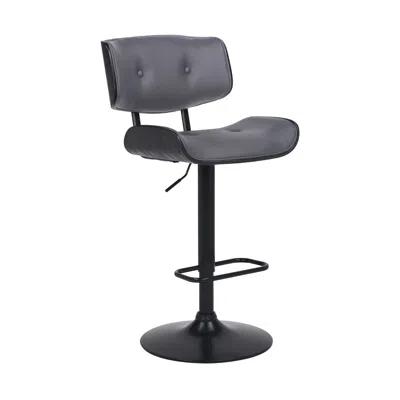 Homezia 25" Gray And Black Iron Swivel Adjustable Height Bar Chair