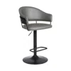 Homezia 25" Gray And Black Iron Swivel Adjustable Height Bar Chair
