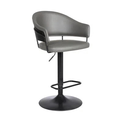 Homezia 25" Gray And Black Iron Swivel Adjustable Height Bar Chair