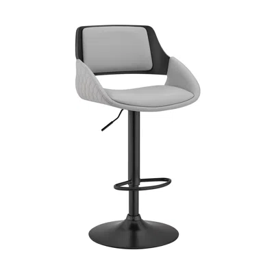 Homezia 25" Gray And Black Iron Swivel Low Back Adjustable Height Bar Chair