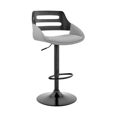 Homezia 25" Gray And Black Iron Swivel Low Back Adjustable Height Bar Chair