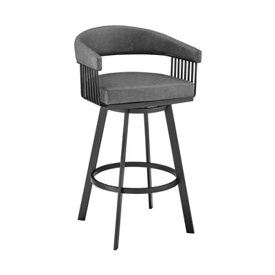 Homezia 25" Gray And Black Iron Swivel Low Back Counter Height Bar Chair
