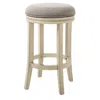 Homezia 25" Gray And Ivory Solid Wood Swivel Backless Counter Height Bar Chair