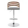 Homezia 25" Gray And Silver Iron Swivel Low Back Adjustable Height Bar Chair